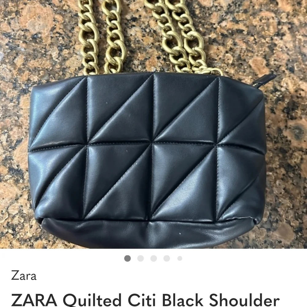 Zara Black Quilted Clutch with Gold Chain